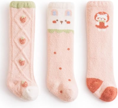 Meisjeskniekousen Roze | Warme Dikke Winterkousen voor Kleine Meisjes | 3 Paar, 6-12 Maanden