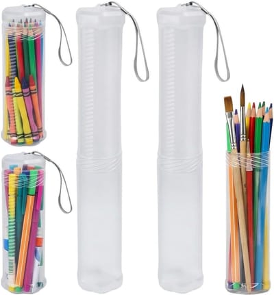 Uitbreidbare Potloodhouder van 2 Stuks, Transparante Desk Pen Box, Tubulaire Houder voor Waterverfkwasten, Geschikt voor Kunstbenodigdheden, Make-up en Tekenen