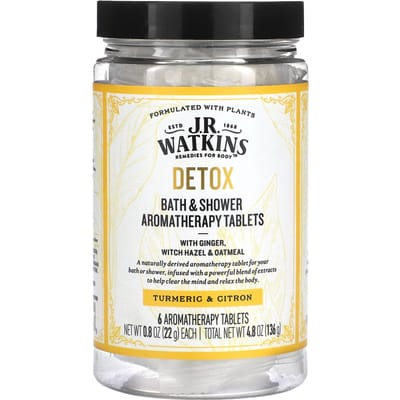 J R Watkins, Détox, Pastilles Aromathérapie Bain & Douche, Curcuma et Citron, 6 Pastilles, 0.8 oz (22 grammes) Chaque