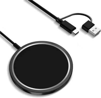 15W Magnetische inductielader - Geschikt voor MagSafe naar USB-C-oplaadkabel & USB-A-poort geschikt voor iPhone 16/15/14/13/12 Pro Max Mini Plus - Draagbare oplader zwart