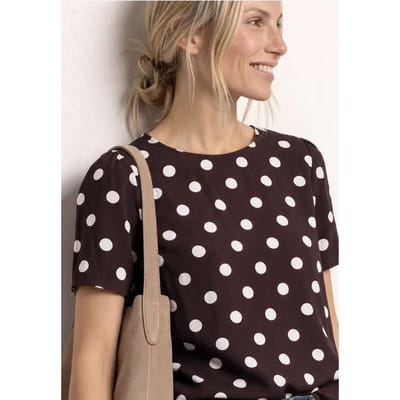 Blouseshirt met korte mouwen en ronde hals