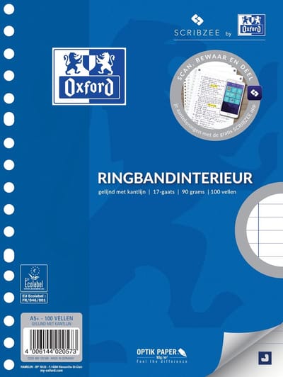 Oxford ringbandinterieur - A5 - 17 gaats - met kantlijn