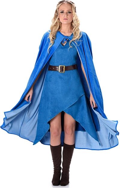 Karnival Costumes IJskoningin Kostuum Carnavalskleding Dames Verkleedkleding Carnaval - Polyester - Blauw - Maat XL - 3-Delig Jurk/Cape/Riem