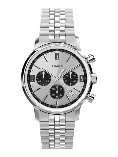 Timex Marlinâ® Quartz Chronograph Watch Silber Case: 100% Roestvrij Staal | Armband: 100% Roestvrij Staal 40 mm TW2W10400AJ