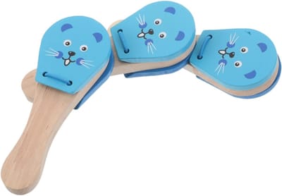 Peuter Castagnetten Set - Hand Percussie Instrumenten - Muzikale Creativiteit Stimuleren - Dierenthema Ontwerp - 12x4.5x2cm - Blauw