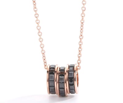 Ketting Dames - Rosegoudkleurig met Ringen - Zirkonia kristallen - Rosegoudkleurige halsketting van Sophie Siero - Ring ketting met Geschenkverpakking - Sieraad - Dames