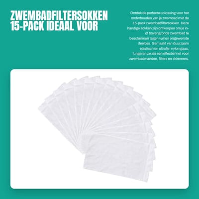 Dailygoods- Zwembadfiltersokken 15-pack - Ideale Net/Spaarder - Bescherming voor Filters/Skimmers - Duurzaam Nylon Gaas - Verlengt Levensduur Filtersysteem - Zwembadsok