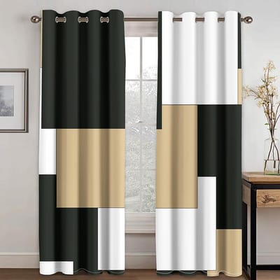 3D Moderne Abstracte Geometrische Kunst Robijn en Zwart Ontwerp Stijl Gordijnen 2 Panelen Huis Woonkamer Slaapkamer Balkon Voedselbereidingsruimte Decoratie Gordijnen 120W270H(CM)X2&Grommet Top