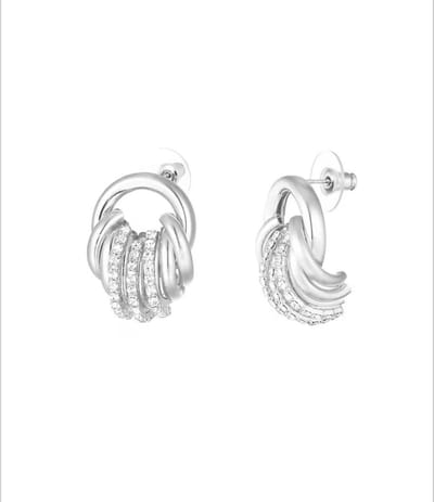 Yehwang - Zilveren oorbellen met elegante knoopvorm - QUYA -Stainless Steel.
