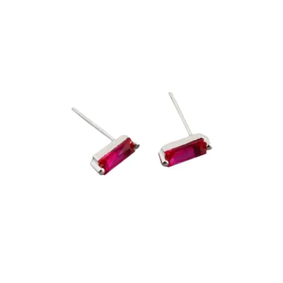 YOLA Stud Oorbellen | Roze/Zilver | 7,8 x 3 mm | 925 Silver