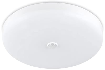 Kwazar - Plafondlamp met bewegingssensor, wandlamp voor binnen 30W 2400lm, badkamerlamp Ø24cm, IP44, woonkamer, vochtbestendige lamp, neutraal wit 4000K, Krom S Wit