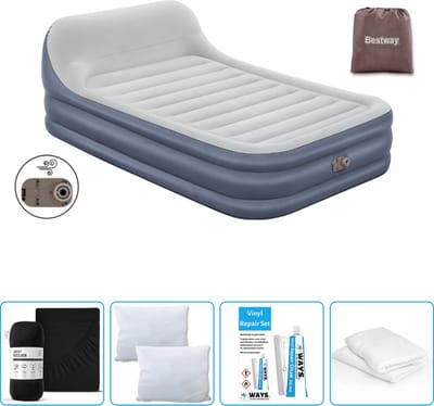 Bestway luchtbed - 2-Persoons - 152 x 226 x 46 cm - Grijs - Inclusief pomp - Hoeslaken - Kussen - Kussenbeschermer en Reparatieset
