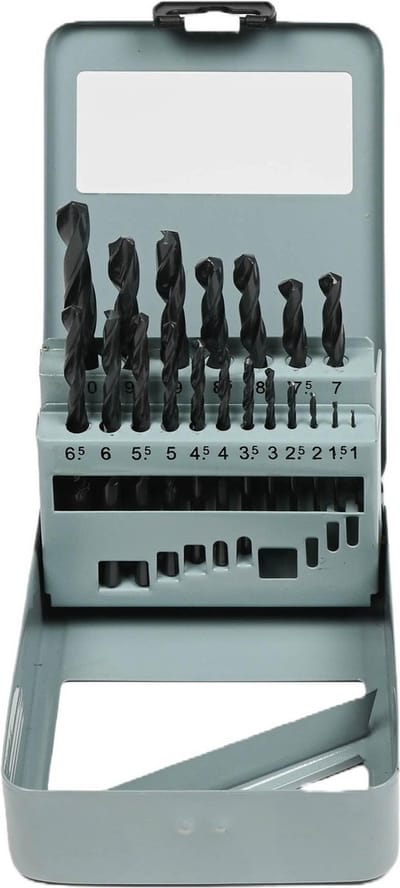 Borenset - boren - metaalboren HSS 1 t/m 10 mm - 19 delig in stalen cassette