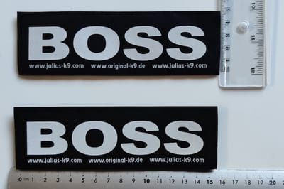 Julius-K9 Set Labels voor Powerharness - Large tekst: BOSS