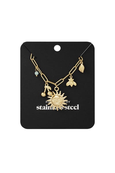 Ketting sunny delight - Bedelketting - Goudkleurig - Stainless Steel - Ketting dames - Ketting met hanger - Cadeau voor vrouw - Sieraden voor dames