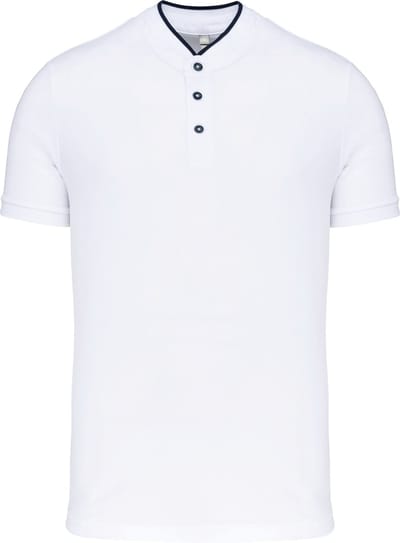 Herenpolo met maokraag en korte mouwen Kariban maat XXL Wit/Donkerblauw