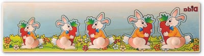 Houten Puzzel - Inlegpuzzel Blokken - Kinderen Leren - Groot en Klein - 36 x 9 cm - Konijnen