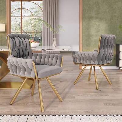 Eetkamerstoelen Set - Fauteuil Luxe - Comfortabel Zitten - Draaibaar Met Poten - W55×D46×H87cm - Grijs