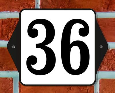 Huisnummerbord Klassiek - Nummer 36 - 14 x 11 cm - incl. bevestiging | - naambord - nummerbord - voordeur