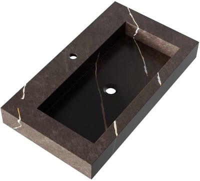 Brauer Coral Wastafel - 80 cm - met 1 Spoelbak en 1 Kraangat - Marmerlook Copper Brown