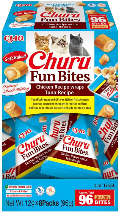 INABA CIAO Churu Fun Bites Sappige Brokjes Kattensnack Tonijn variëteiten 8x12g