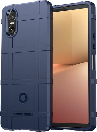 MobyDefend Hoesje - Geschikt voor Sony Xperia 10 VI - Rugged Shield TPU Backcover - Blauw