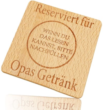Dailygoods- Onderzetter Hittebestendig - Antislip - Wasbaar - Houten Onderzetter - Grappige Onderzetters - Cadeau voor Opa - Coaster