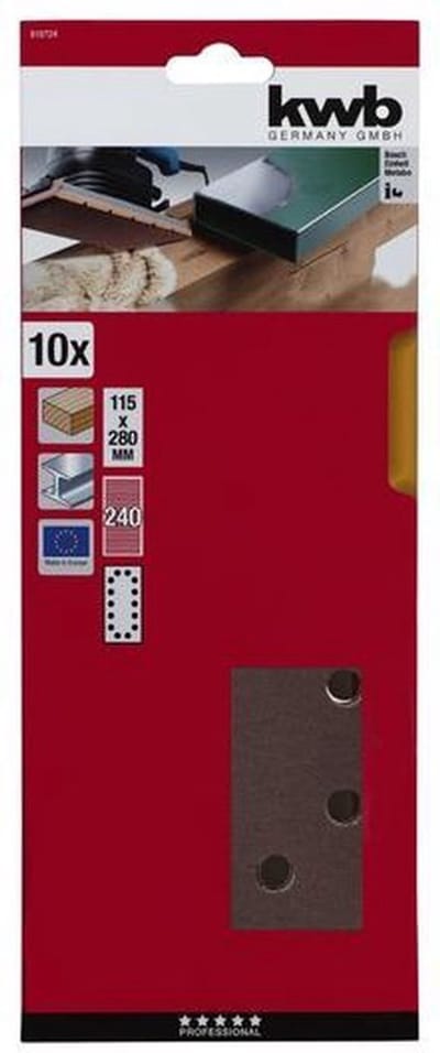 KWB schuurstrook 115 x 280 mm - Korrel 240 - 818724 - 10 stuks