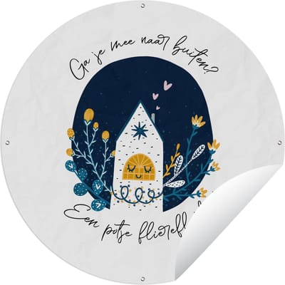 Tuincirkel Spreuken - Quotes - Ga je mee naar buiten? - 60x60 cm - Ronde Tuinposter - Buiten