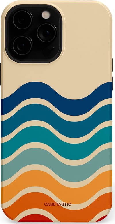 Casetastic hoesje geschikt voor Apple iPhone 13 Pro Max - MagSafe - Dubbellaagse bescherming - Nostalgische golven - Fashion Case - Zand Petrol Rood Oranje