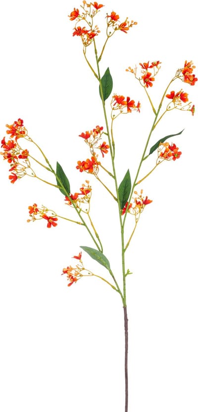 Easyplants | Kunsttak Daphne Spray 108 cm oranje | Zijde | Nepbloemen | oranje | Onderhoudsvrij | Kant-en-klaar