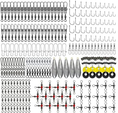 Complete Set van 240 Stukjes Visaccessoires met Vissen Haken, Lood en Klemmen voor Effectief Vissen in de Natuur