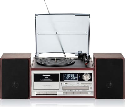 Multifunctionele Vintage Stereo Installatie met Platenspeler, Bluetooth, DAB+ en CD-speler