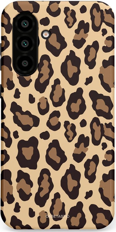 Casetastic hoesje geschikt voor Samsung Galaxy A36 / Samsung Galaxy A56 - Dubbellaagse bescherming - Wilde Panter - Fashion Case - Zwart Taupe Crème
