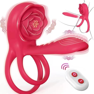 Oneay Vibrerende Penisring met Roosvormige Clitorisstimulator – Cockring voor Stellen – Met Vibratie & Afstandsbediening – Seksspeeltje voor Mannen en Vrouwen