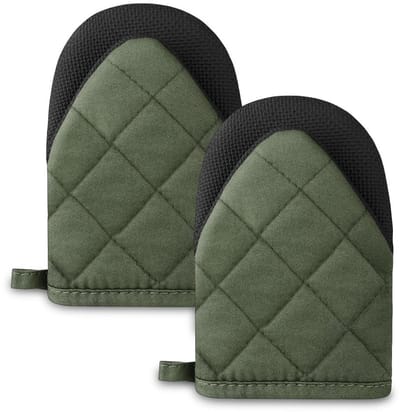 Allecto - Korte Ovenwanten - Hittebestendig - Antislip - Lichtgroen - Keukenwanten - Perfect voor Koken en Bakken - 2 Stuks