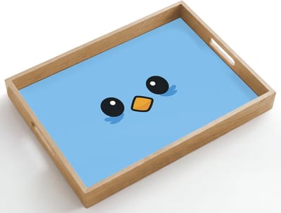Dienblad hout 50x35 cm - Schootdienblad - Vogel - Blauw - Eenvoudig - Borrelplank rechthoek - Plateau dienbladen