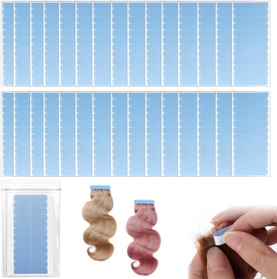 Dailygoods - 300pcs haarverlenging Tape zelfklevende vervanging Professionele Zelfklevende Tape voor Haarverlenging – Dubbelzijdig Plakband, 4 cm x 0,8 cm Blauw – Ideaal voor het Vervangen van Haarstrengen