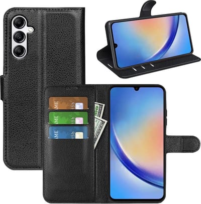MobyDefend Hoesje - Geschikt voor Samsung Galaxy A34 - Kunstleren Wallet Book Case (Sluiting Voorkant) - Zwart