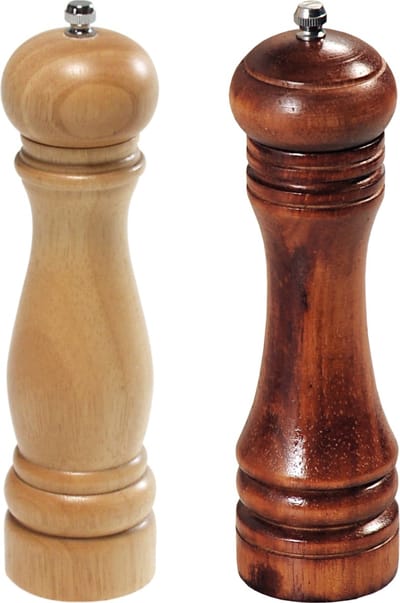 Houten peper en zoutstel 22 cm bruin/beige - Pepermaler/zoutmaler - Kruiden en specerijen vermalen