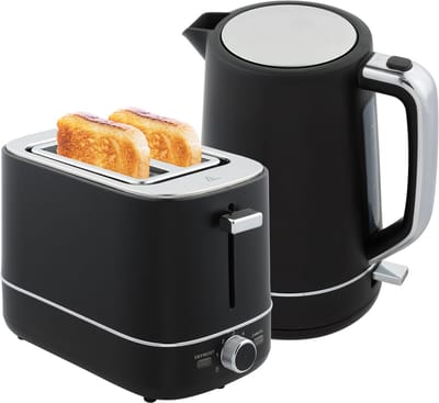HOMCOM-Wasserkocher Toaster Set-Kunststoff-21,2L x 16B x 24,3H cm-Schwarz