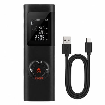 Laser Afstandsmeter - 40 Meter - Digitaal - USB-C Oplaadbaar - Binnen en Buiten - Oppervlakte en Volume Meting - Zwart