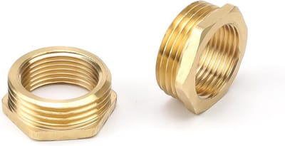 Dailygoods- Verloopstuk 1 inch naar 3/4 inch - Messing Verloopstuk - 2 Stuks - Buitendraad naar Vrouwelijk - Schroefdraadfitting - Betrouwbare Kwaliteit - Adapter