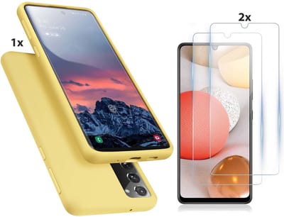 Hoesje Geschikt Voor Samsung Galaxy S20 Hoesje Soft Nano Silicone Backcover Gel Geel Met 2x Glazen Screenprotector