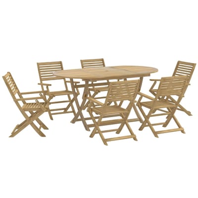 vidaXL - 7-delige - Tuinset - massief - acaciahout