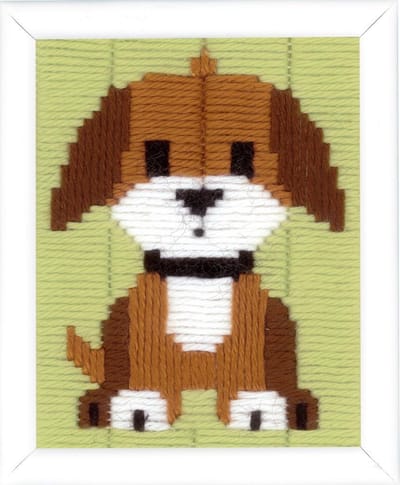 Vervaco - Spansteek kit - Bruin hondje - PN-0147444 - Borduren - Borduurpakket - Borduurpakket kind