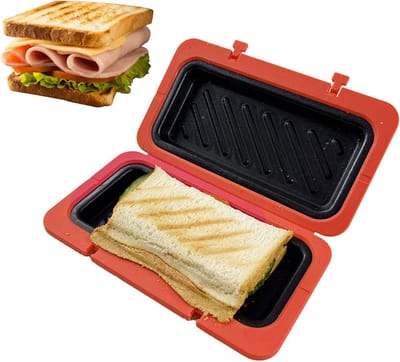 Tosti-ijzer - Kaassmelter - Gegrilde Sandwiches Maken - Magnetron Snel - 19 cm - Rood