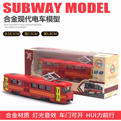1: 90 Legering Tram Model, Verlichting, Muziek Deuropening, Metro Speelgoed, Bus, Auto Model, Kinderspeelgoed Geavanceerd Auto Model Verzamelingen