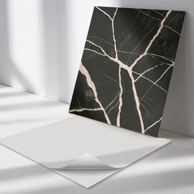 Wallfluent Vinyl Tegels - Elegant Marmerpatroon Vinyl Tegels Zelfklevend - 30 cm x 30 cm - Zwart PVC Tegels - 9 stuks - Vierkant PVC Tegels - Texturen Plaktegels - Zelfklevende Vinyltegels - Plaktegels Keuken en Badkamer