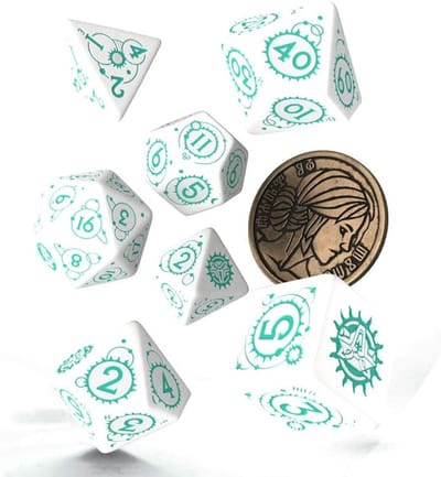 Spel Dobbelstenen - Dobbelspel dobbelstenen - Tafelspel entertainment - Fantasie thema - 15 x 2.5 x 10.5 cm - Wit